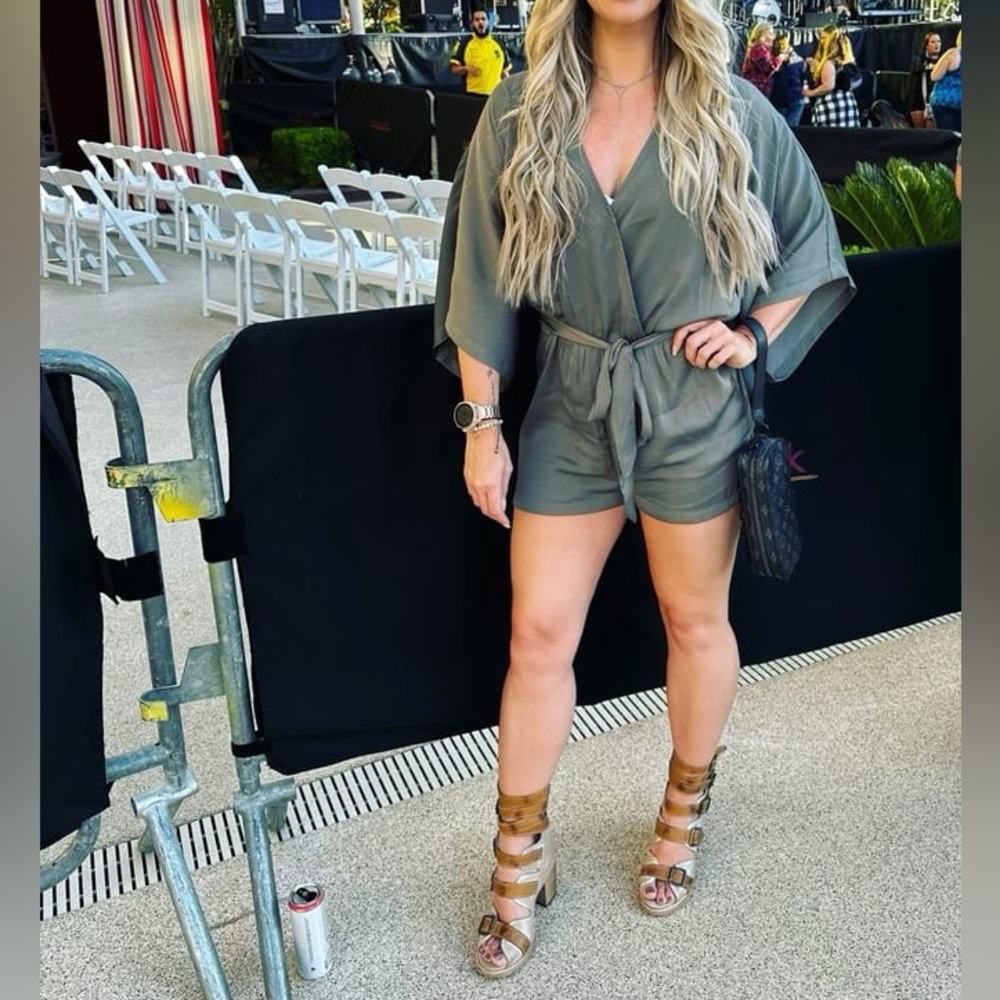 Lulu’s Ain’t It Grand Olive Green Romper